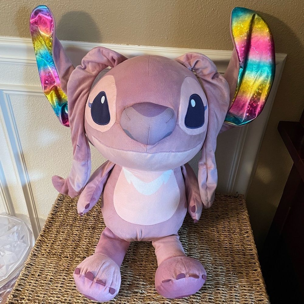 Jumbo Disney Angel Stitch Lilo & Stitch Rainbow Print Ears Big Plush Alien